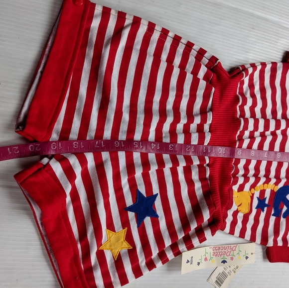 VINTAGE girls red striped nautical romper overalls - Picture 5 of 6
